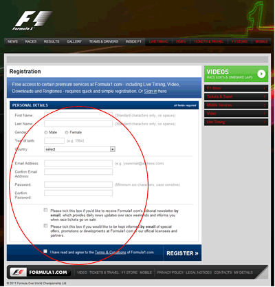 FIAのF1 LiveTimingモニターで生中継を楽しむの巻：会員登録