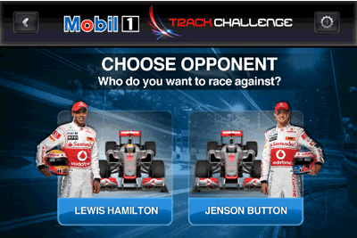 iPhoneで無料で遊べるF1ゲーム「Mobil 1 Track Challenge」：ドライバー選択画面